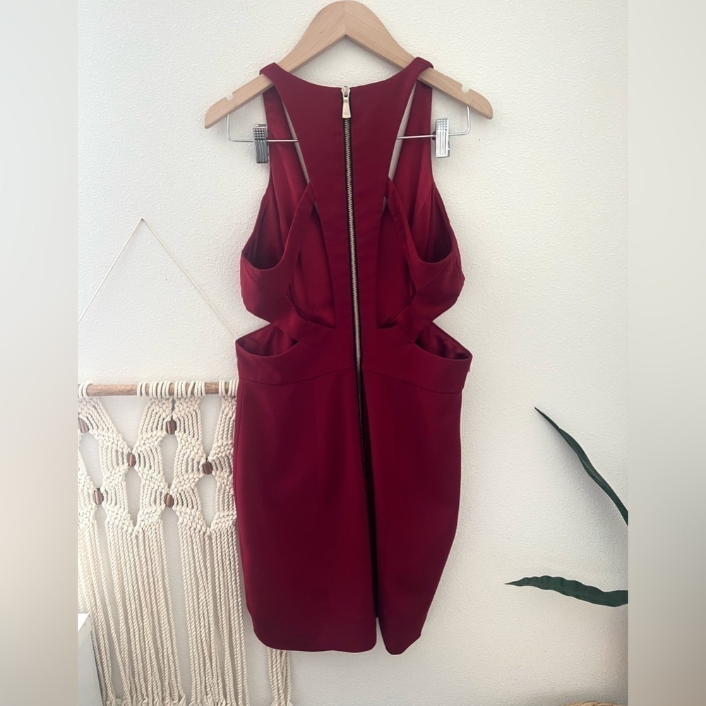 Jay Godfrey Krooger dress Mini Red Cranberry Cutout Back Cage Date Night - Picture 4 of 7